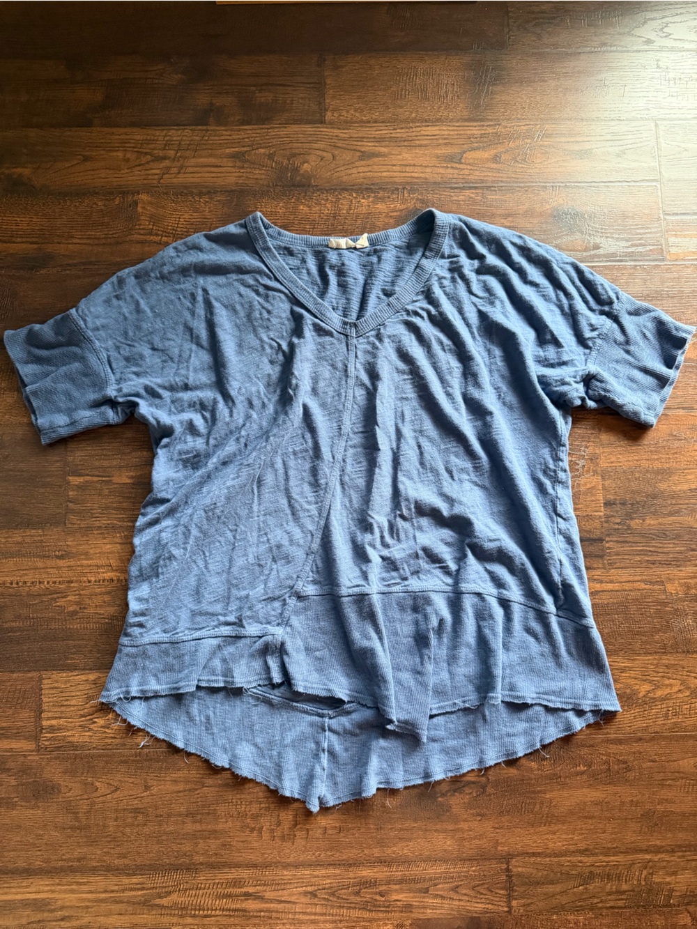 Wilt Asymmetrical Blue Distressed Tee Shirt Top Size Medium